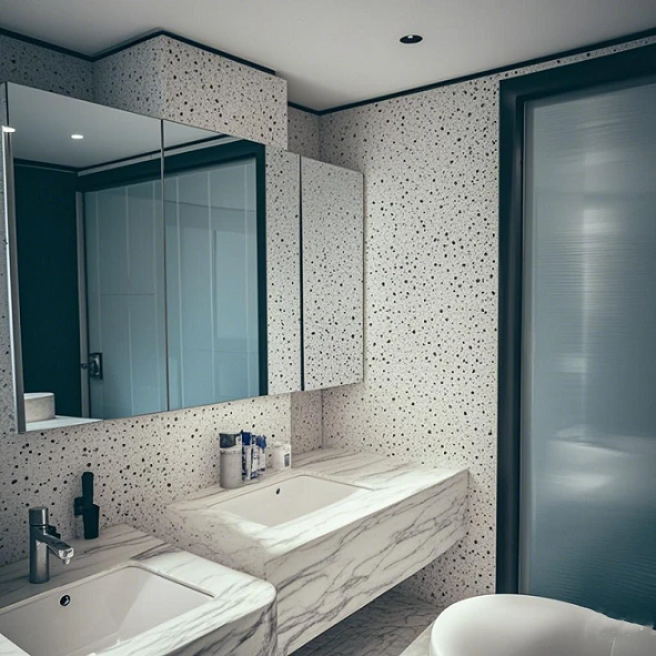 white terrazzo slab